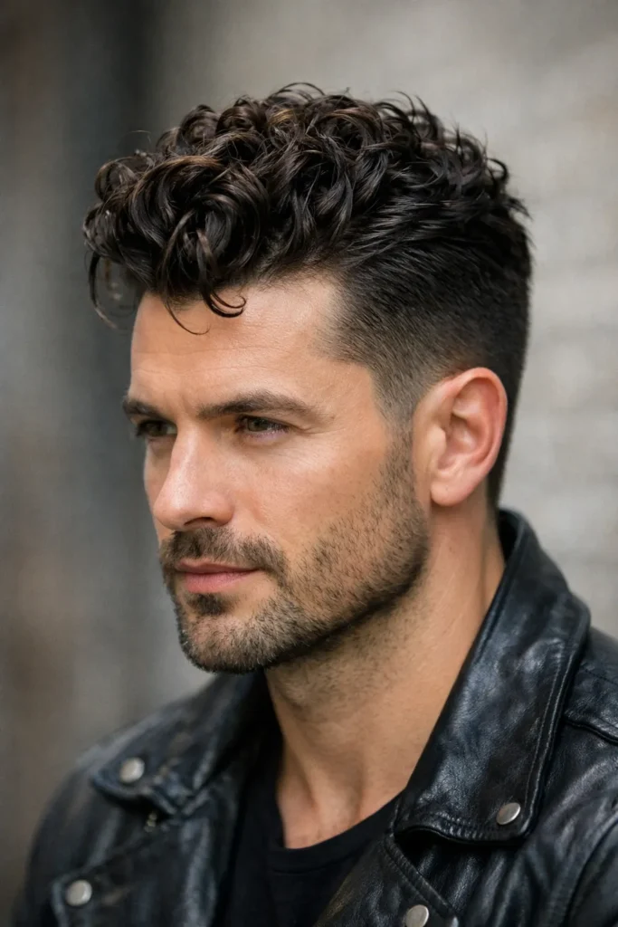 6. Slick Back with Curly Texture