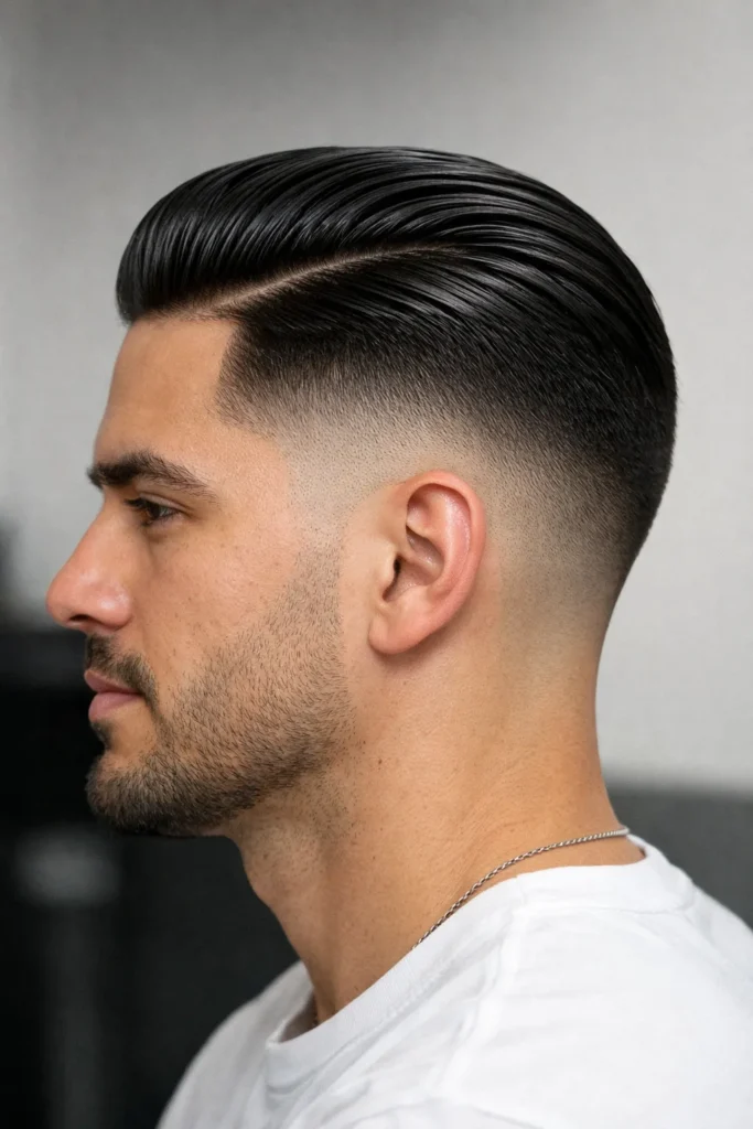 9. Slick Back with Low Fade