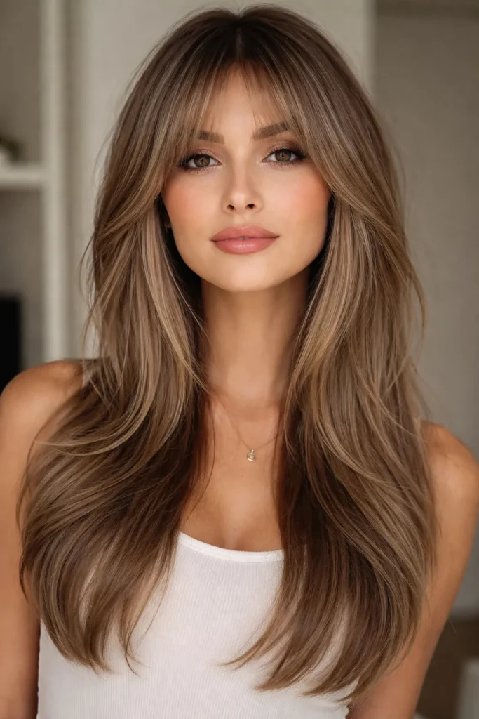 5. Feathered Curtain Bangs