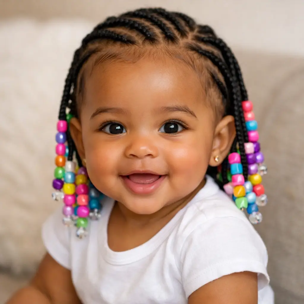 8. Cornrows with Beads