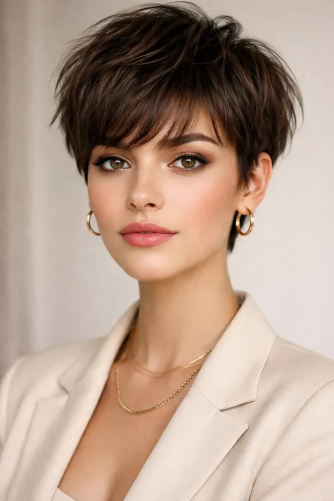 7. Pixie Cut with Fringe Bangs