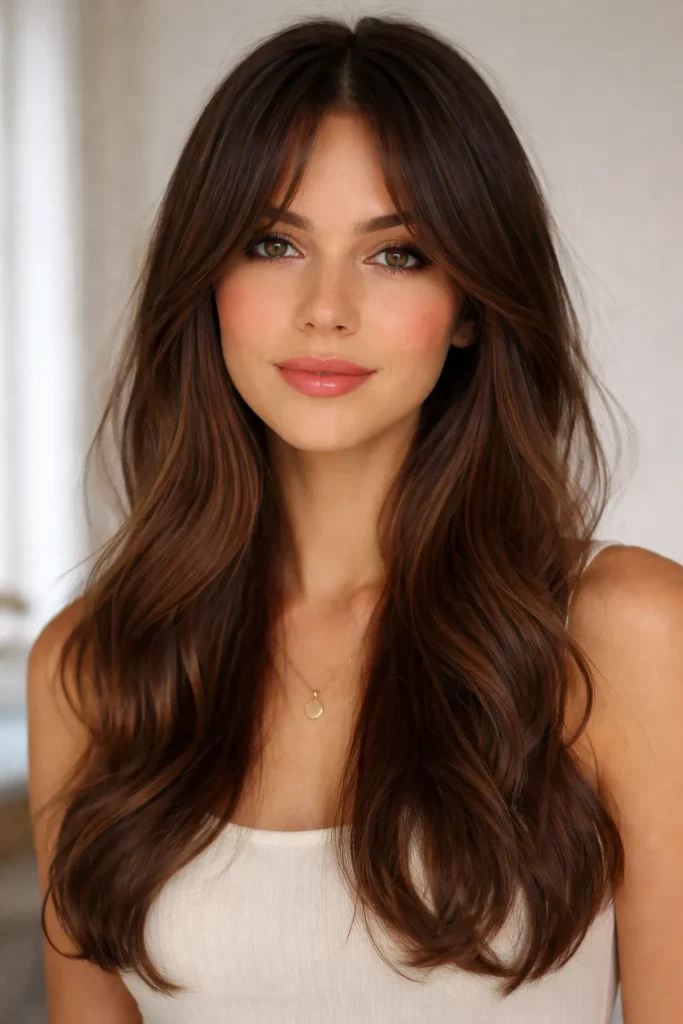 2. Curtain Bangs with Long Layers