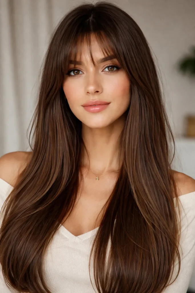 7. Curtain Bangs with Long Hair