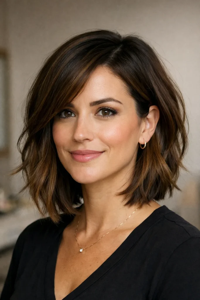 8. Layered Lob with Side Part