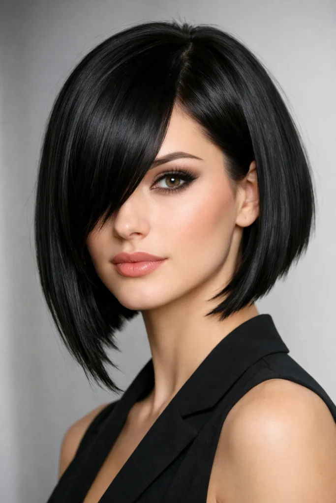 6. A-Line Bob with Long Bangs