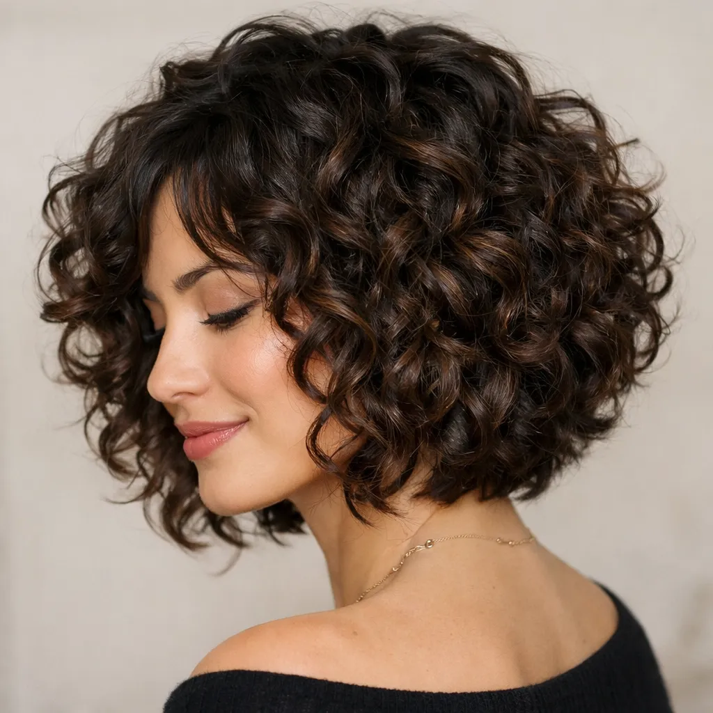 7. Curly Layered Bob
