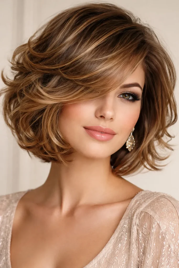 5. Side-Swept Layered Bob