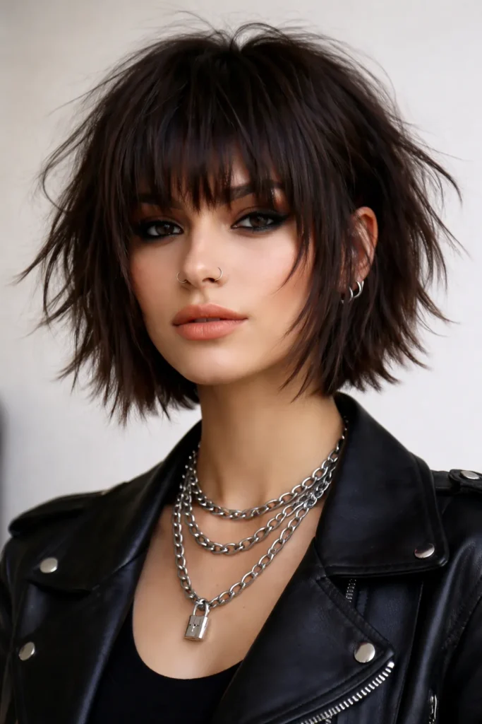 7. Choppy Bob with Fringed Bangs