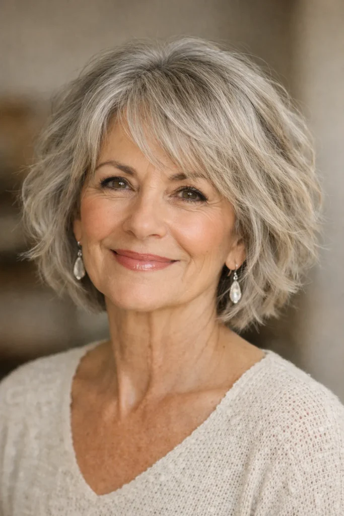 2. Textured Bob with Waves