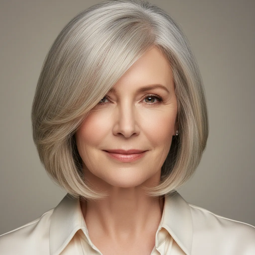 8. Side Swept Bangs with Straight Hair