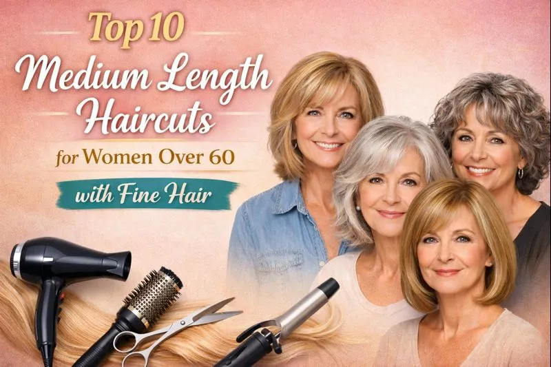 Top 10 Medium length haircuts for women over 60 with fine hair