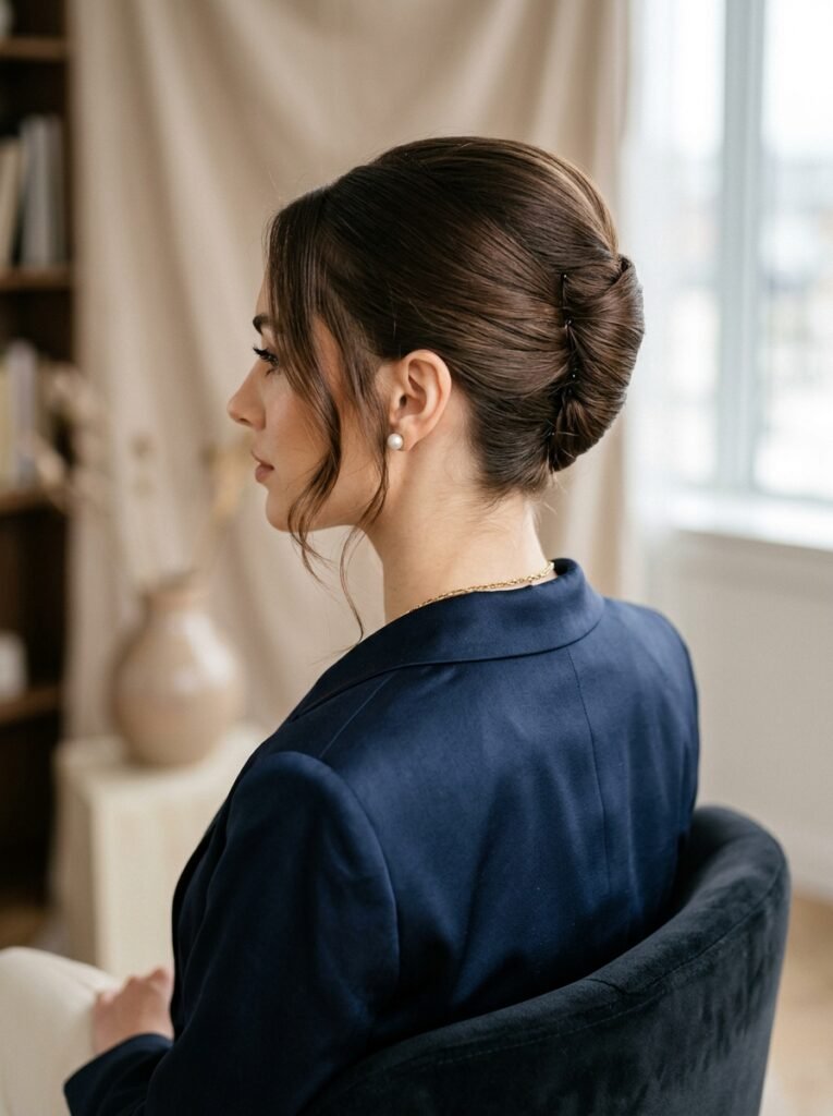 classic French twist hairstyle for busy mornings