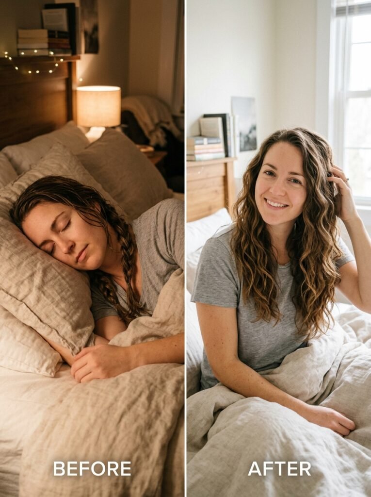 heatless beach waves from overnight braids