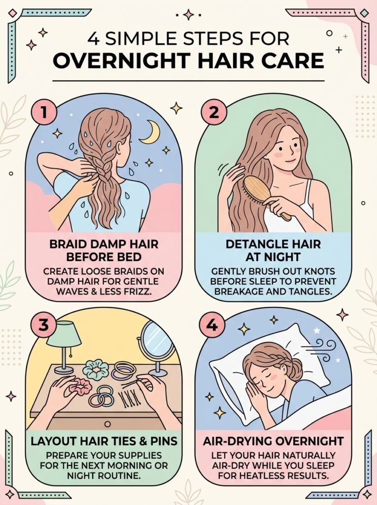  night before hair prep routine infographic